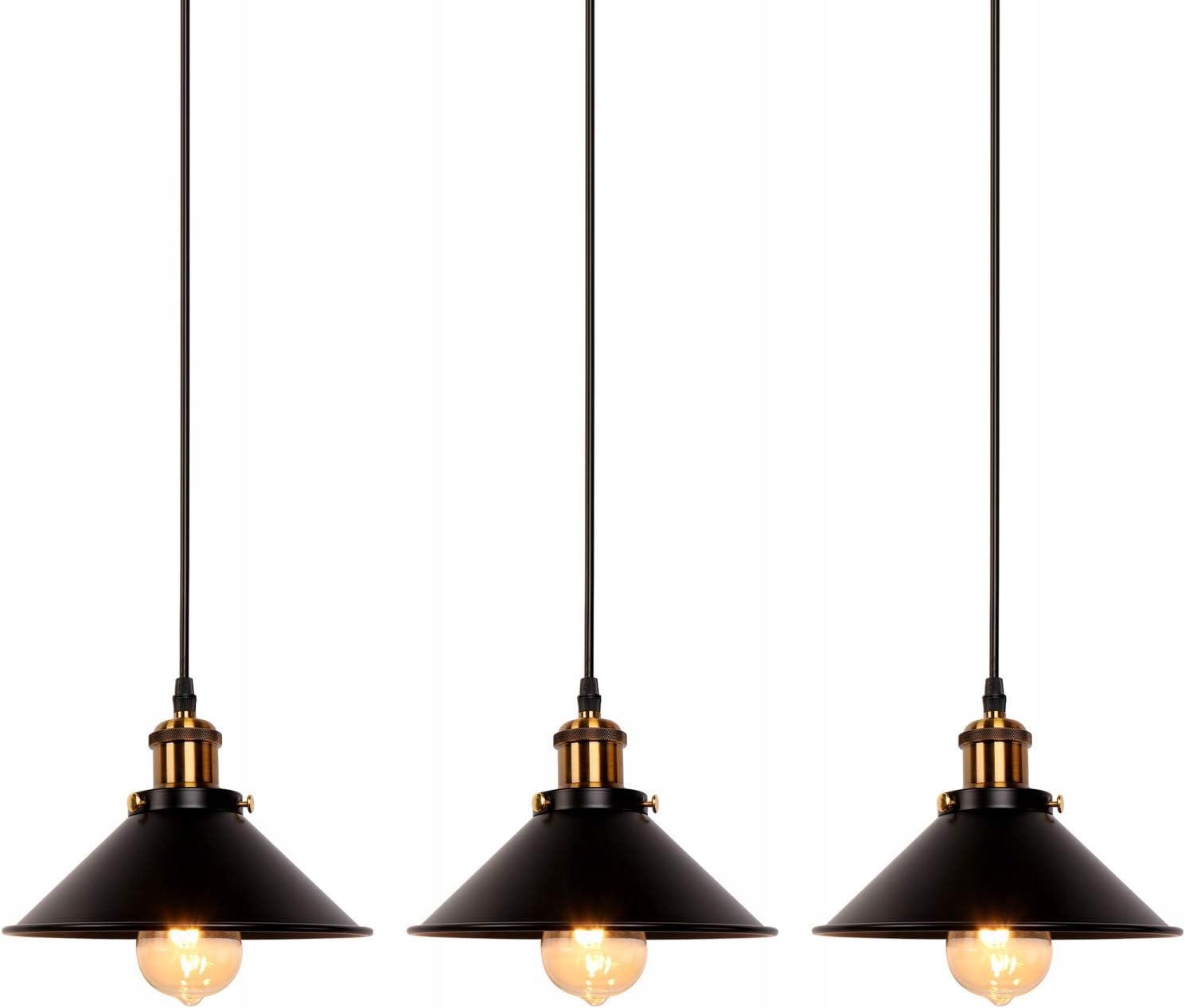 Sada 3 závěsných lamp Newrays industriální černé železo E27 60W