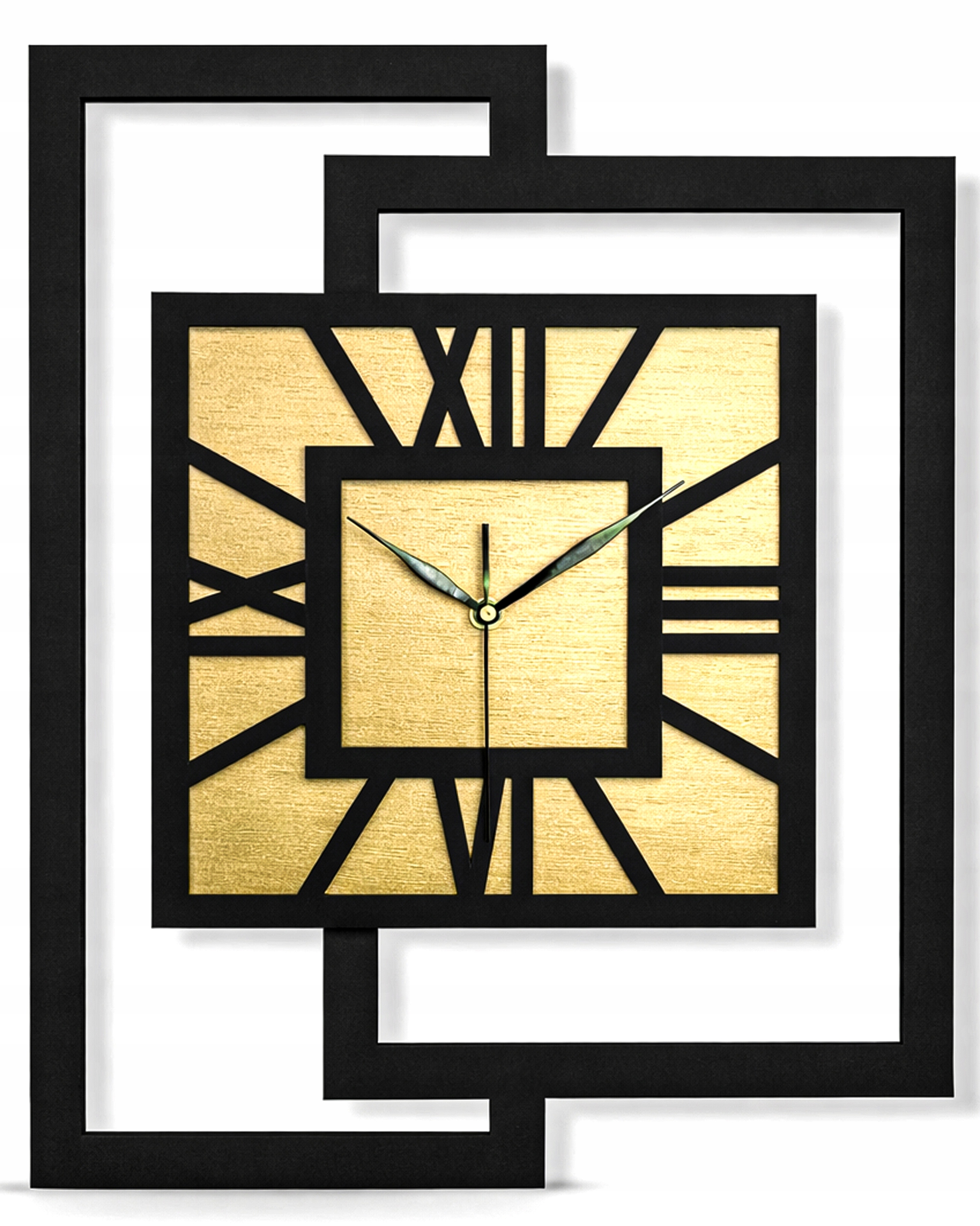 Velké, Moderní Nástěnné Hodiny Do Obývacího Pokoje, Loftové, Dřevěné, Zlaté, Tiché