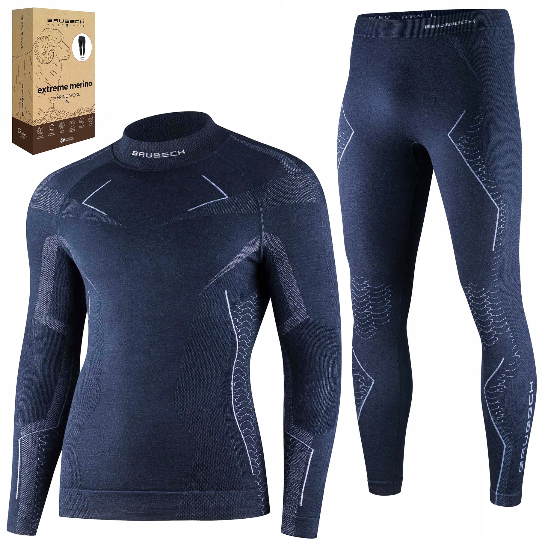 Termoaktivní vlněné spodní prádlo Brubeck Merino Komplet Mikina Kalhoty L