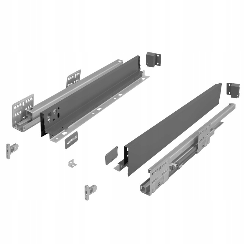Szuflada Hafele Matrix S Slim 3D szara 500 mm pod piekarnik H64 cichy domyk