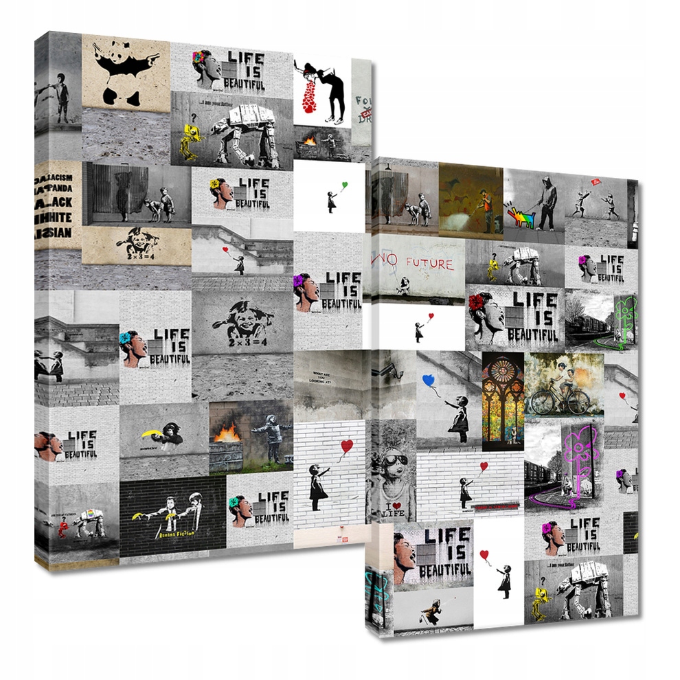 

Obraz 60x60 Mega Mix Banksy Kolaż