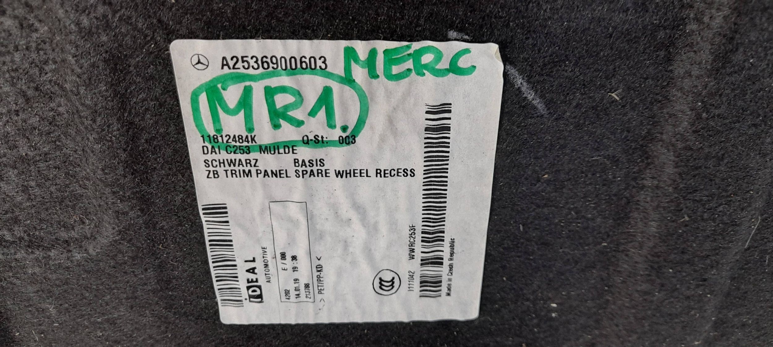 Mercedes-Benz GLC X253 C253 mats boot A2536900603 (MR1)