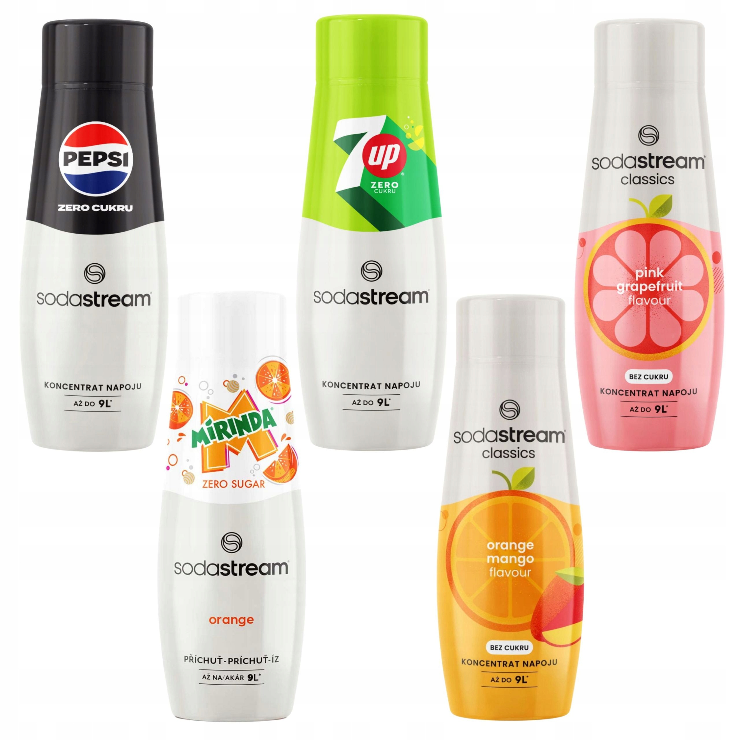 Levně Sirup SodaStream 7Up Zero+ Orange-Mango+ Grape+ Pepsi Zero+ Mirinda Zero