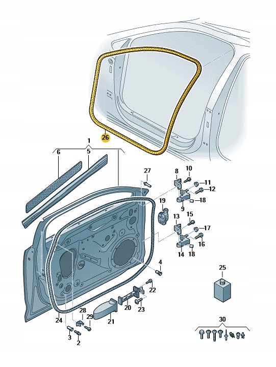 USZCZELKA DRZWI WEWNETRZNA AUDI A4 B9 ASO Part number 8W0831721C