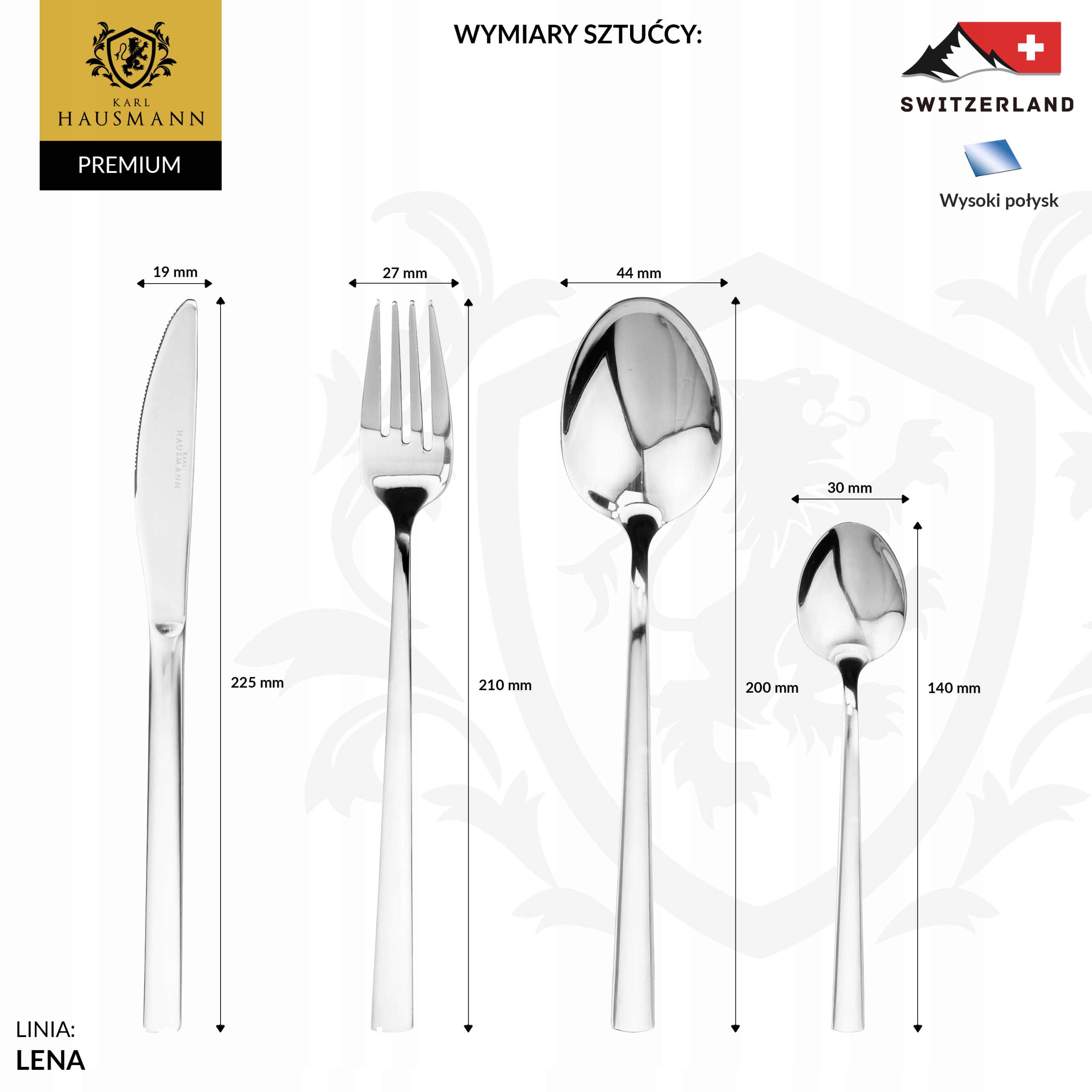 SZTUĆCE ZESTAW KOMPLET SZTUĆCÓW 24 EL połysk 6 os. Marka Karl Hausmann