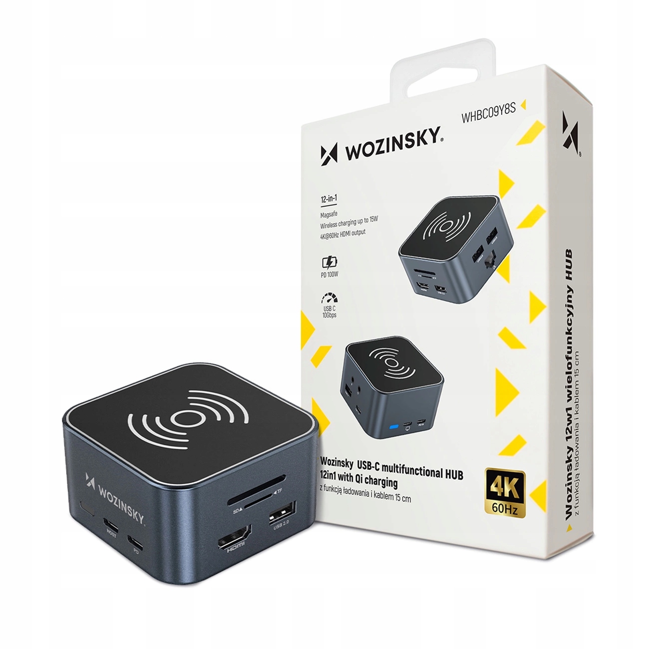 Wozinsky Hub Usb-c 12W 1 Z Funkcją Ładowania Bezprzewodowego Do Laptopa