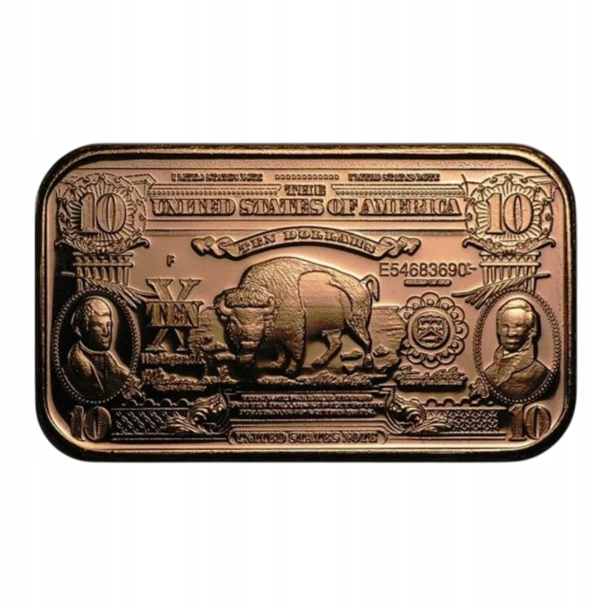 Sztabka miedzi 1 oz $10 US Buffalo Banknote próba 999