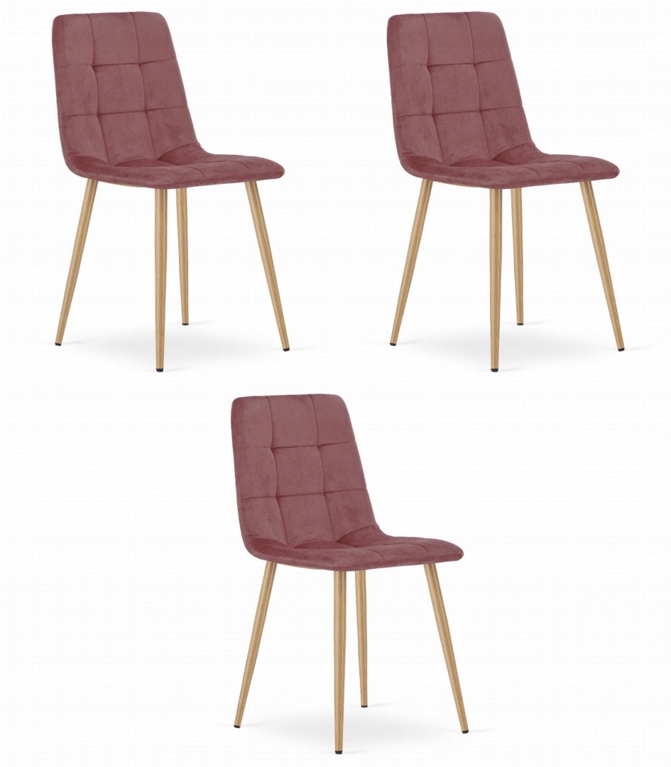 Křeslo Kara růžový samet nohy barva dřeva x 3