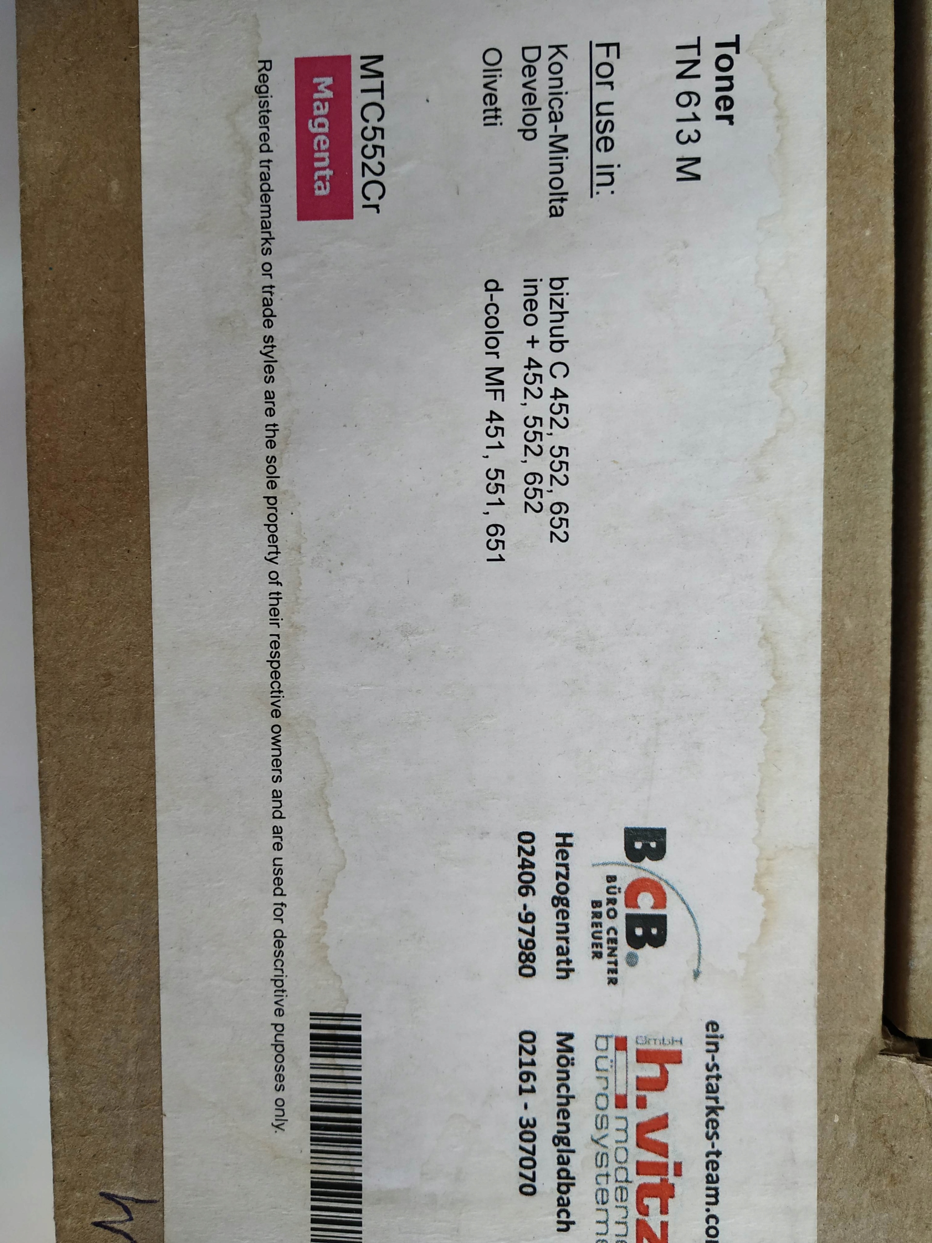 Náhradní toner Minolta TN613 TN-613 Magenta C452 C552 C652