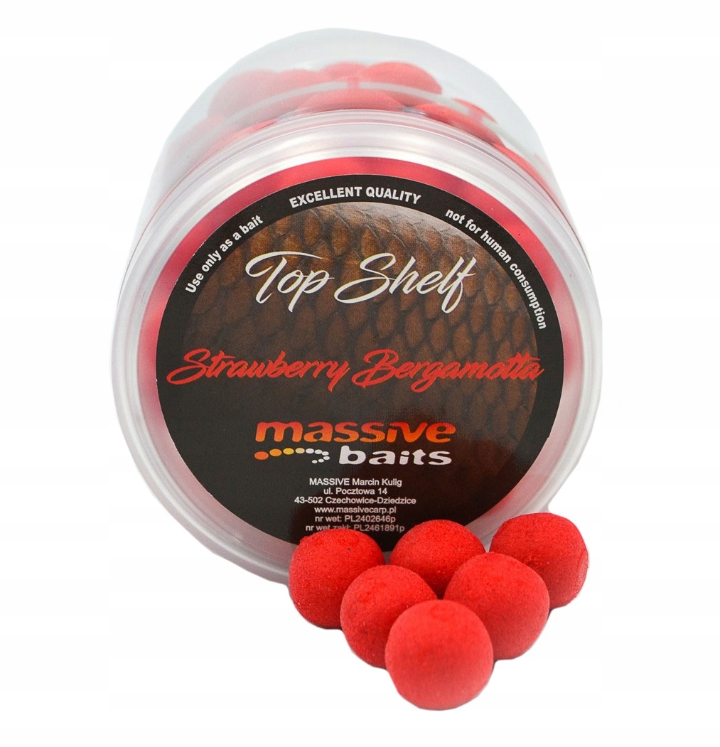 kulki pływające Massive Baits Strawberry Bergamotta 14mm Kulki Pop ups