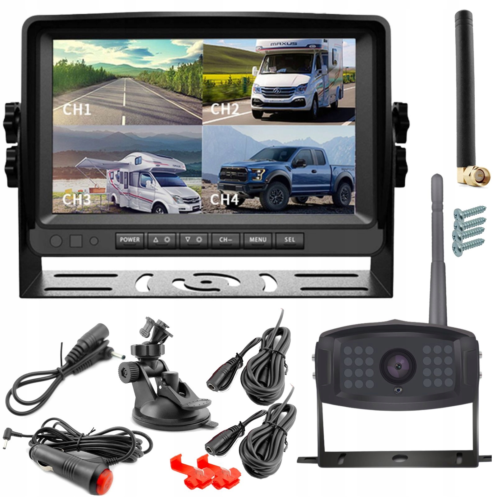 DW-9016 Zestaw Cofania Bezprzewodowy Full Hd Kamera Sony Do Traktor Kombajn