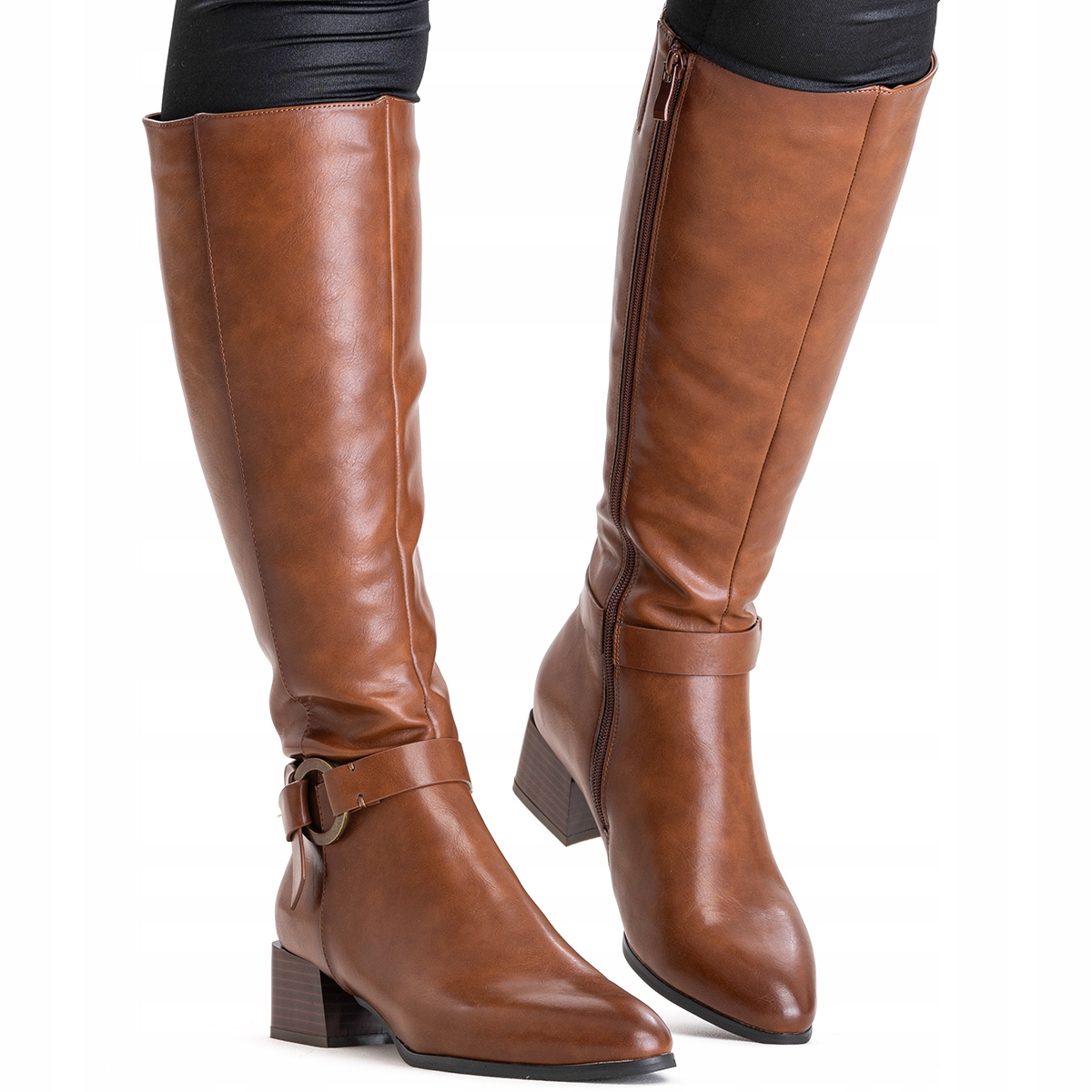 Zateplené kozačky dlouhé pohodlné kozačky Suwak camelové Wojtyłko 40