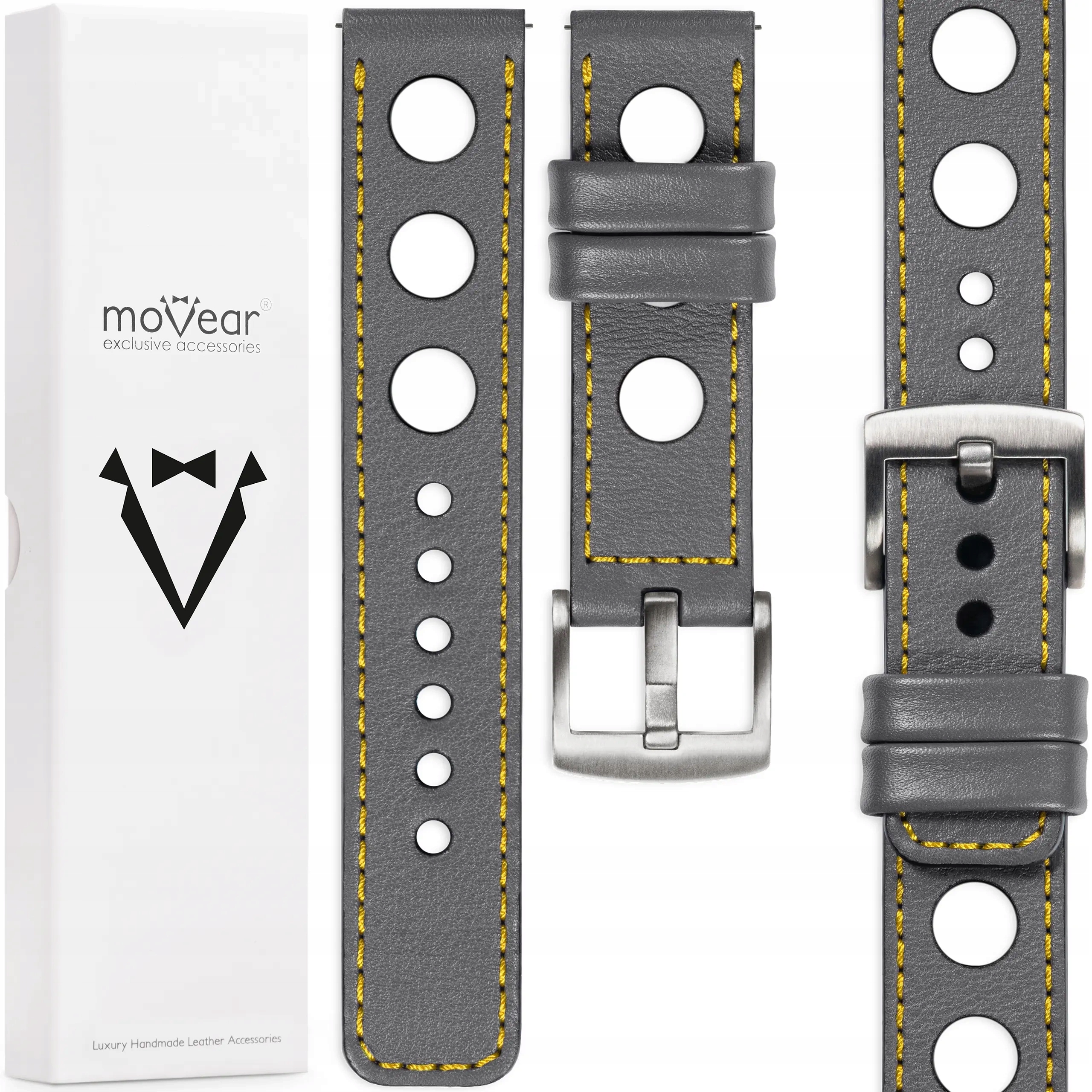 Kožený opasek 20 mm exkluzivní pro stylové hodinky šedý Movear