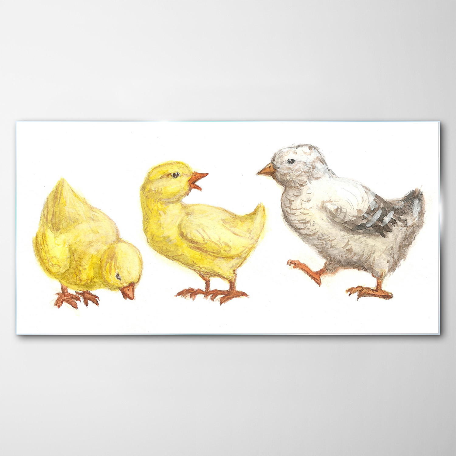 Tvrdený sklenený obraz Kurčatá Akvarely 120x60