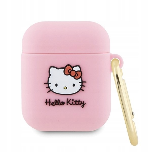 Hello Kitty HKA23DKHSP Airpods 1/2 coverróżowy/pink Silicone 3D Kitty Head