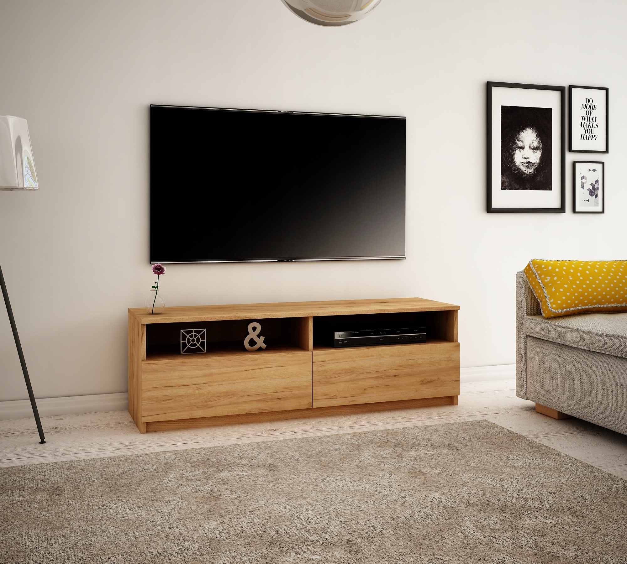 SZAFKA RTV LUNA 140 DĄB CRAFT ZŁOTY / POŁYSK / MAT Kod producenta Luna 140 st