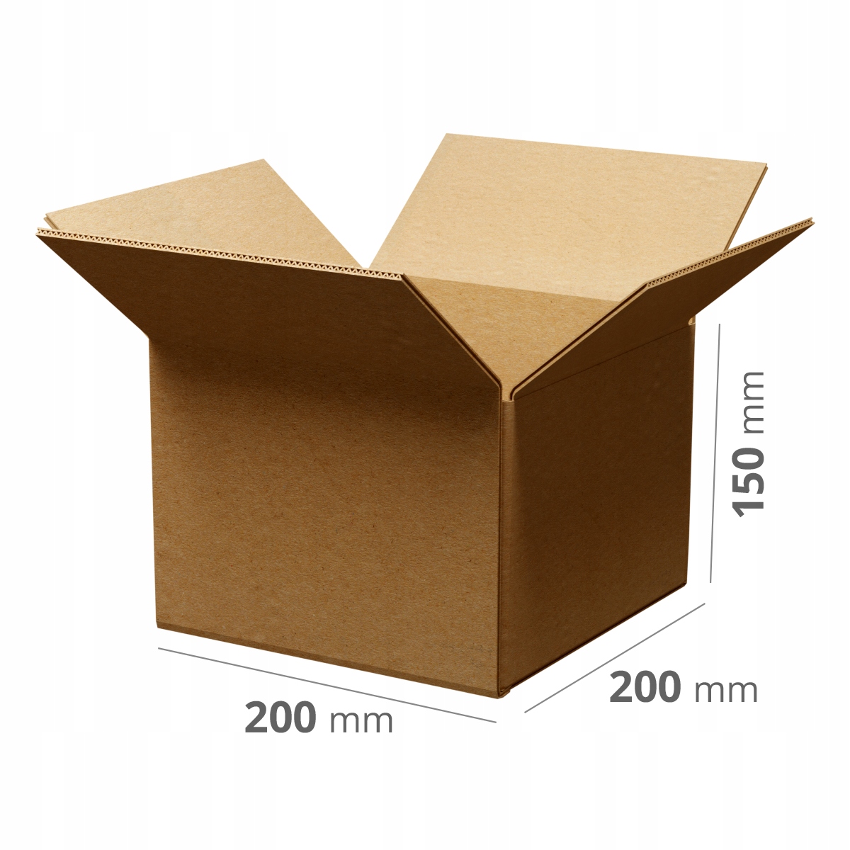 100 szt. Karton Pudło klapowe 200x200x150 szare 3W B 340g/m2 Gabaryt B