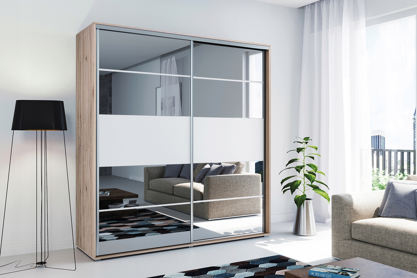 SZAFA 2-DRZWIOWA WIX 6 Z LUSTREM 200x245 BIAŁA Marka Remax