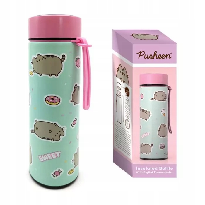 Termoláhev S Teploměrem Pusheen Lahev Na Pití Na Nápoje Pro Děti Kočka