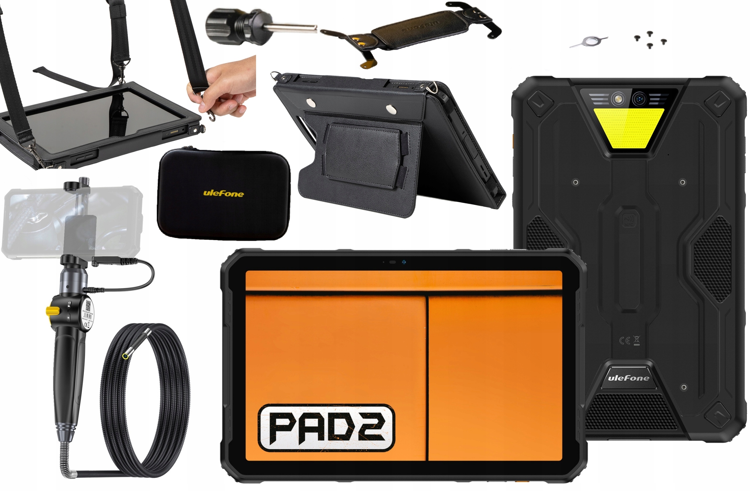 Ulefone Armor Pad 2 8/256GB 11'' Fhd IP68/69K Etui 4w1 Kam Endoskop EC03