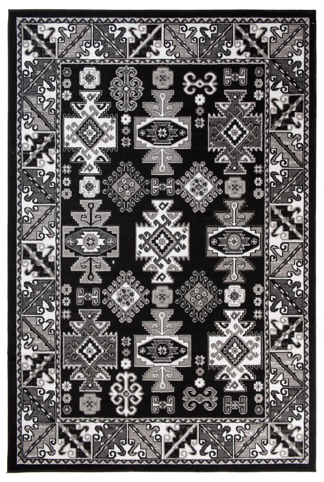 Koberec do chodby černý 120x170 cm rámeček tradiční měkký pro alergiky