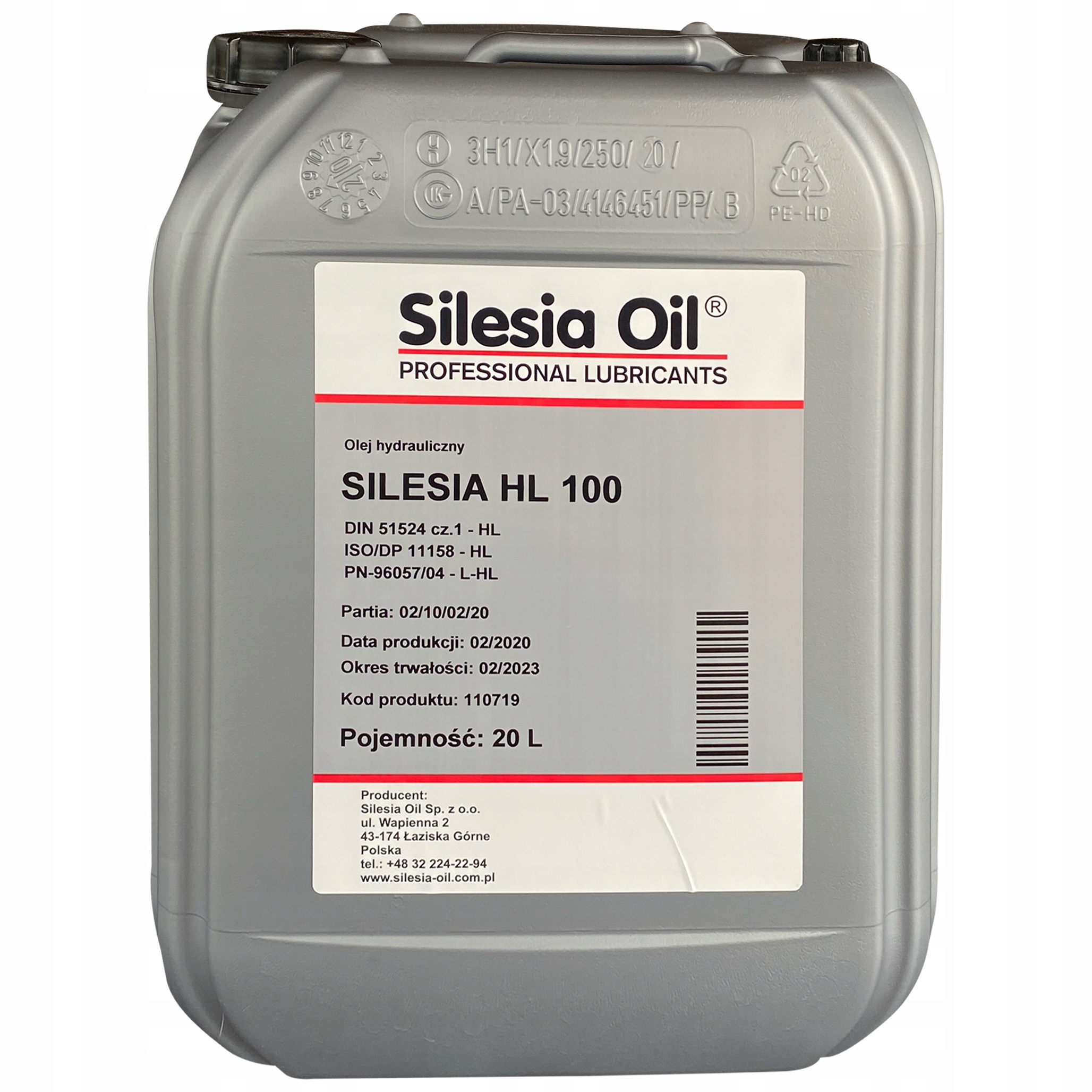 ГИДРАВЛИЧЕСКОЕ МАСЛО SILESIA OIL HL 100 20L