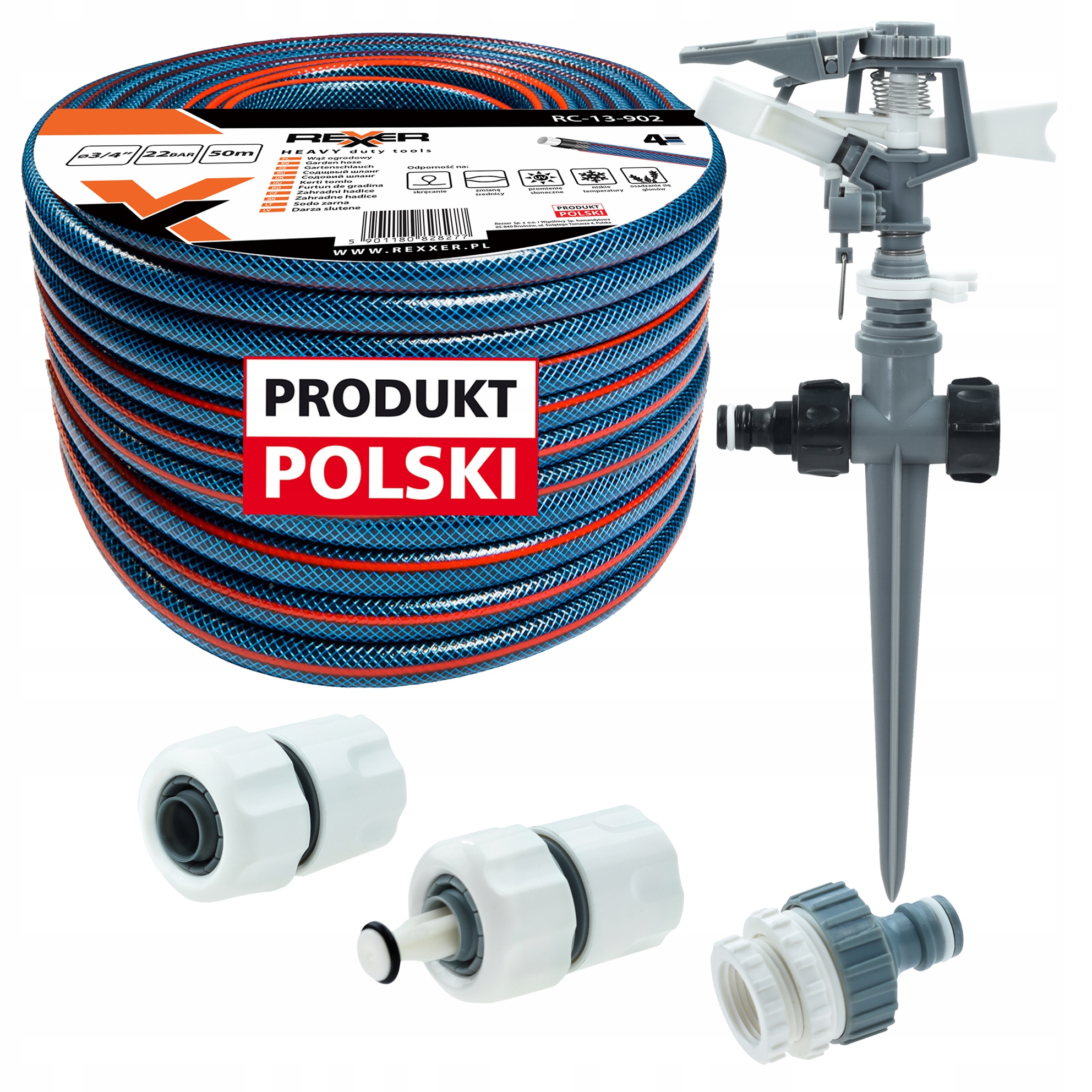 Hadice 3/4" 50 M 4 Vrstvá Spojky Zavlažovač Polský
