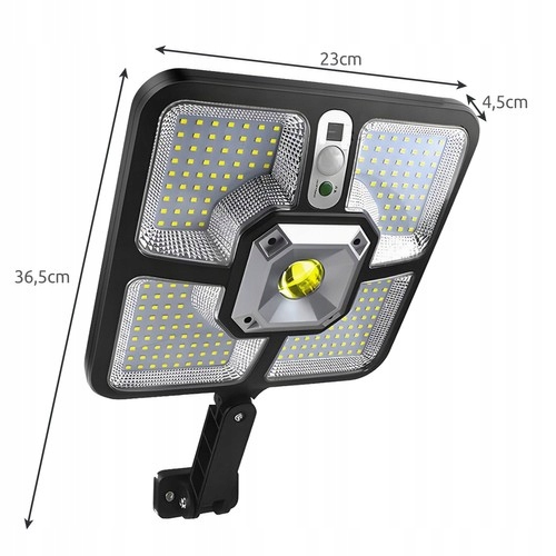 Lampa Solarna 220 LED 15 COB Ogrodowa Uliczna Czujnik Ruchu Zmierzchu Pilot Kod producenta 22736