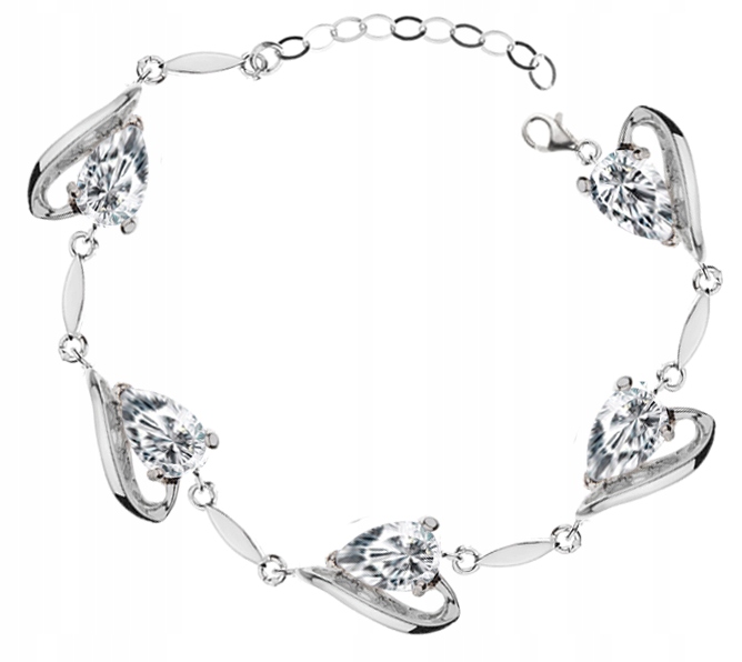 

Srebrna Bransoletka Łezki Z Cyrkoniami. Próba 925!