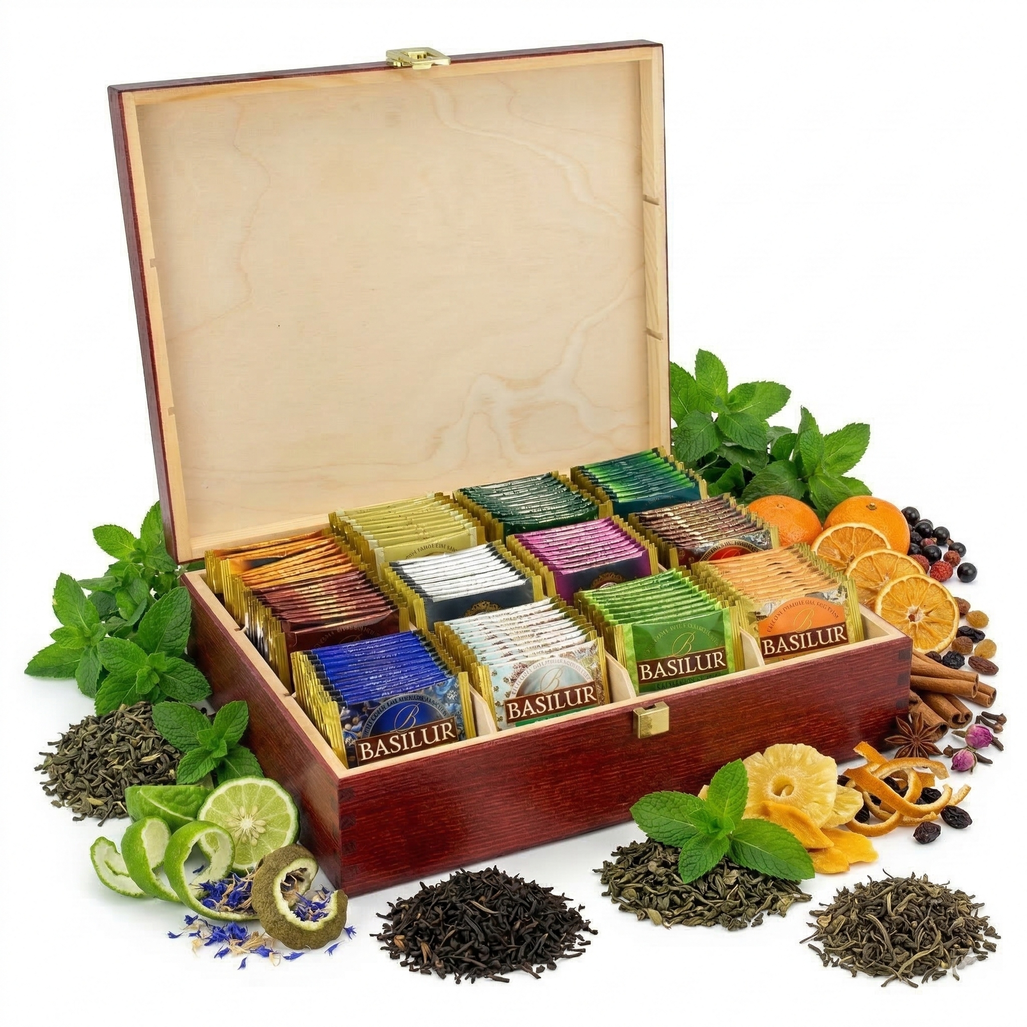Levně Basilur Dřevěná čajová konvice Machoń – exkluzivní sada čajů – 120 ks