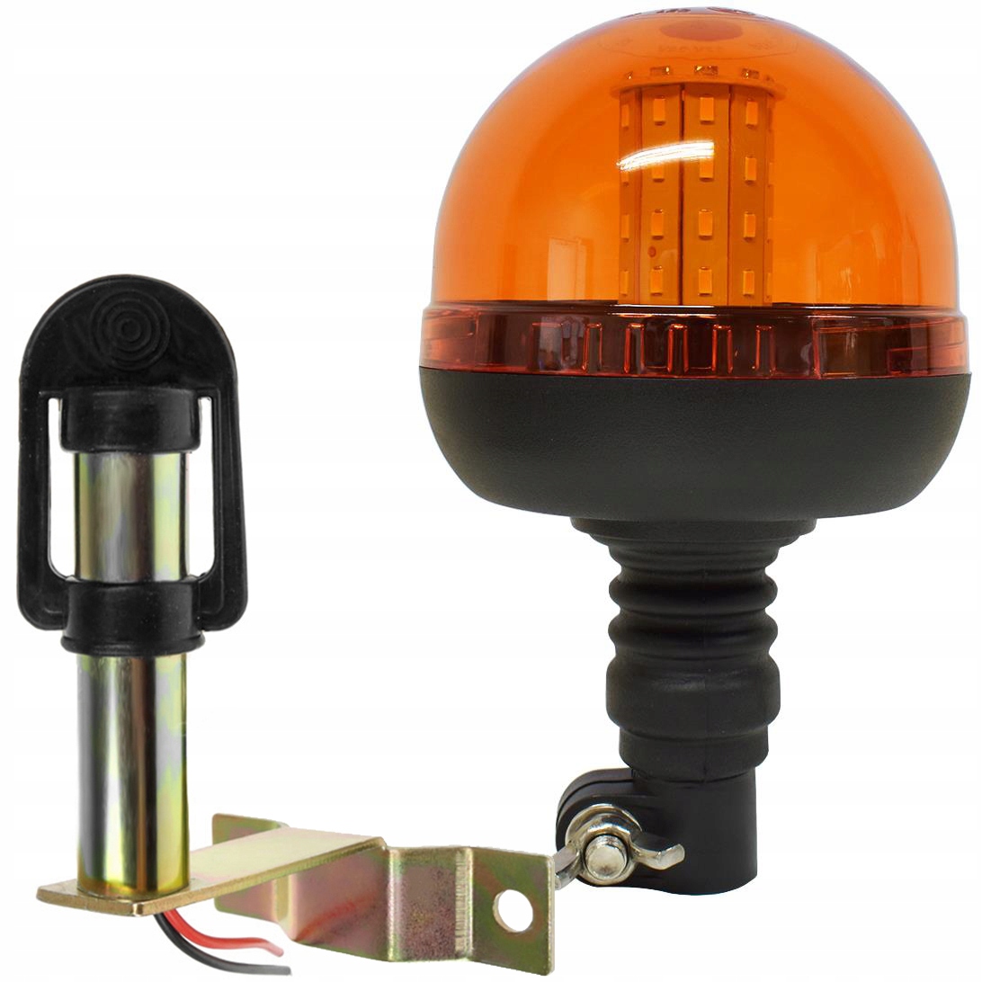LAMPA OSTRZEGAWCZA KOGUT 40 LED BŁYSKOWA 12/24V POMARAŃCZOWA Z TRZPIENIEM L