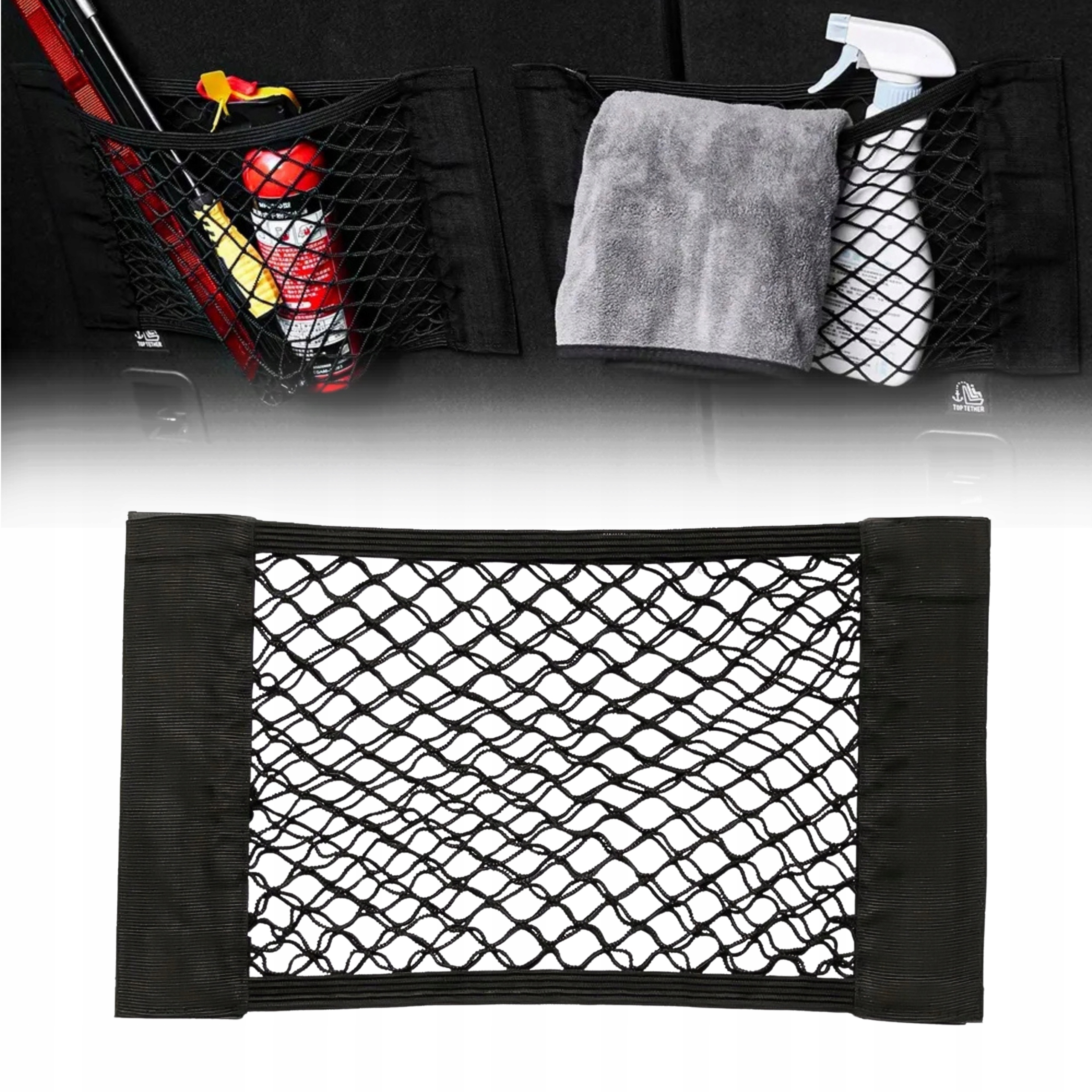 Organizer Siatka Do Bagażnika Samochodowego Na Rzep Kieszeń Mocna 25x40