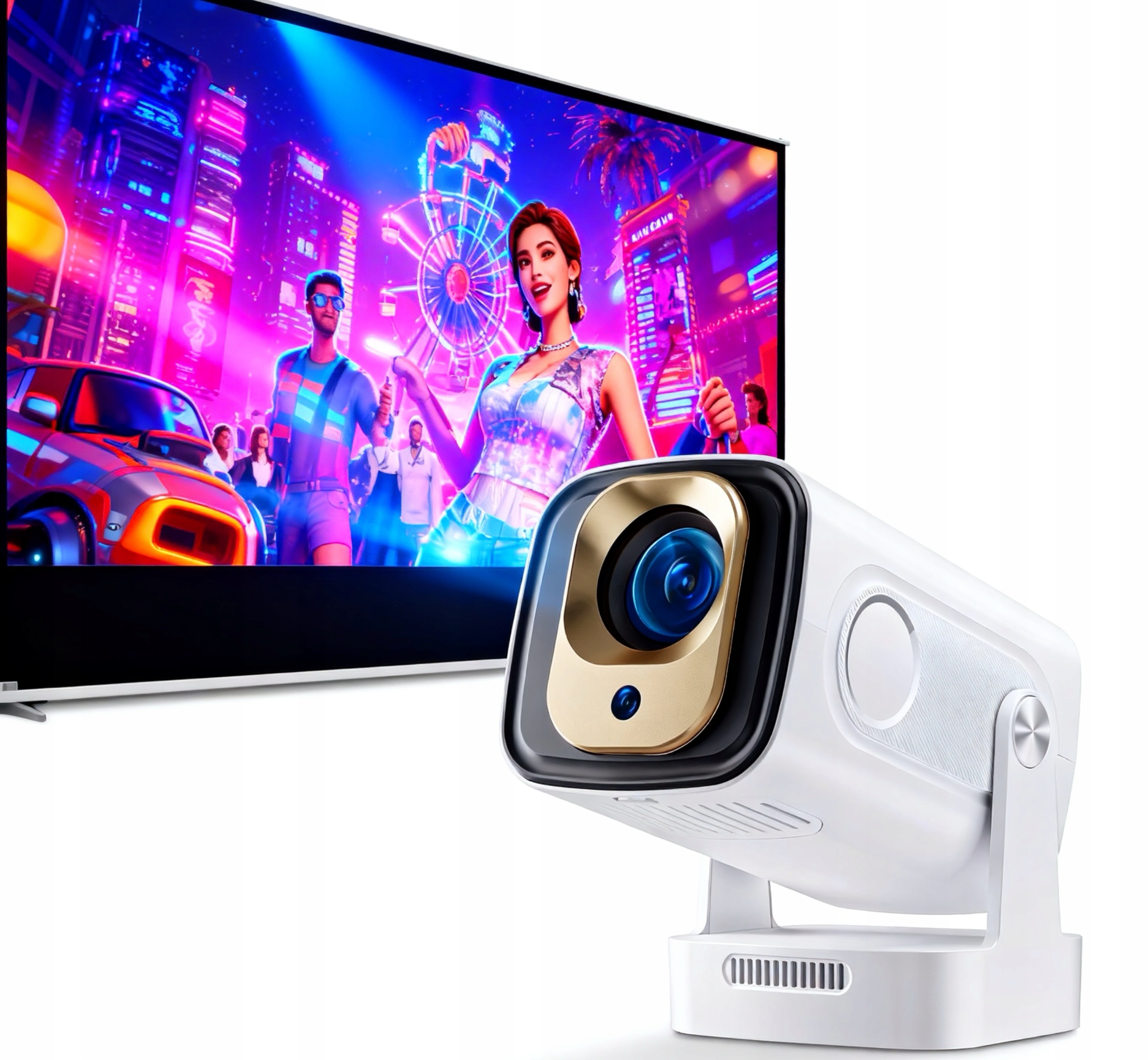 Projektor Rzutnik Przenośny Android Smart Mini Tv 4K Led Głośnik Wifi