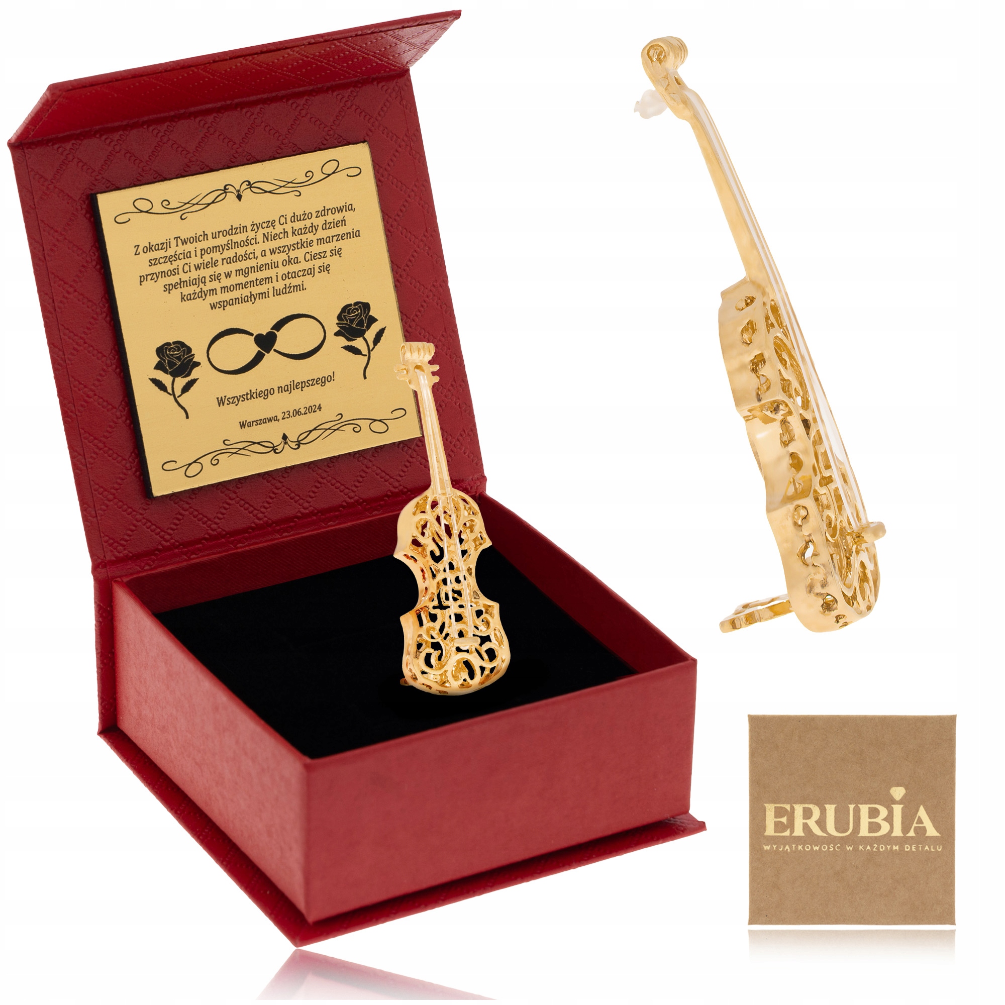 Figurka Violoncella Ze Stříbra Ryzosti 925 Potažená Zlatem Krabička S Gravírováním