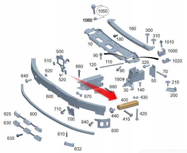 Držák předního nosníku Mercedes S W223 A2236205500