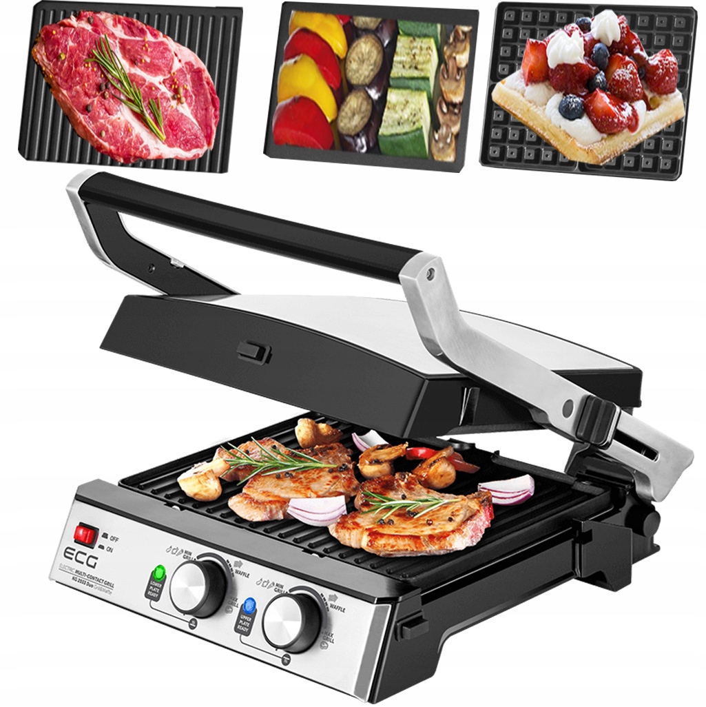 OPIEKACZ GRILL PANINI GOFRY 3w1 ECG 2000W SOLIDNY Model KG 2033 Duo Grill&Waffle