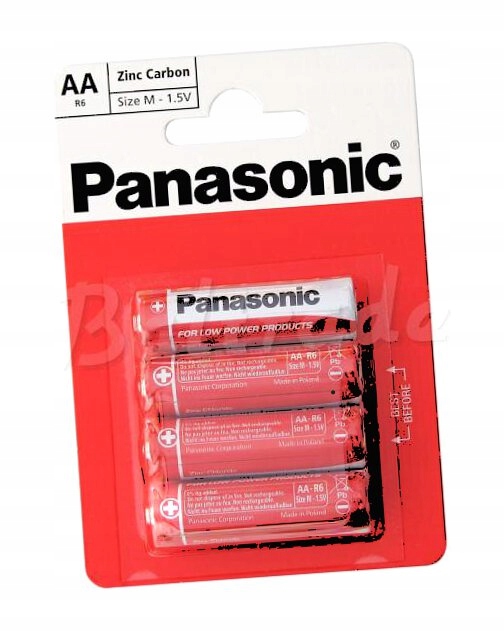Baterie Panasonic cynkowo-węglowe R6 Aa 4 sztuki wytrzymałe
