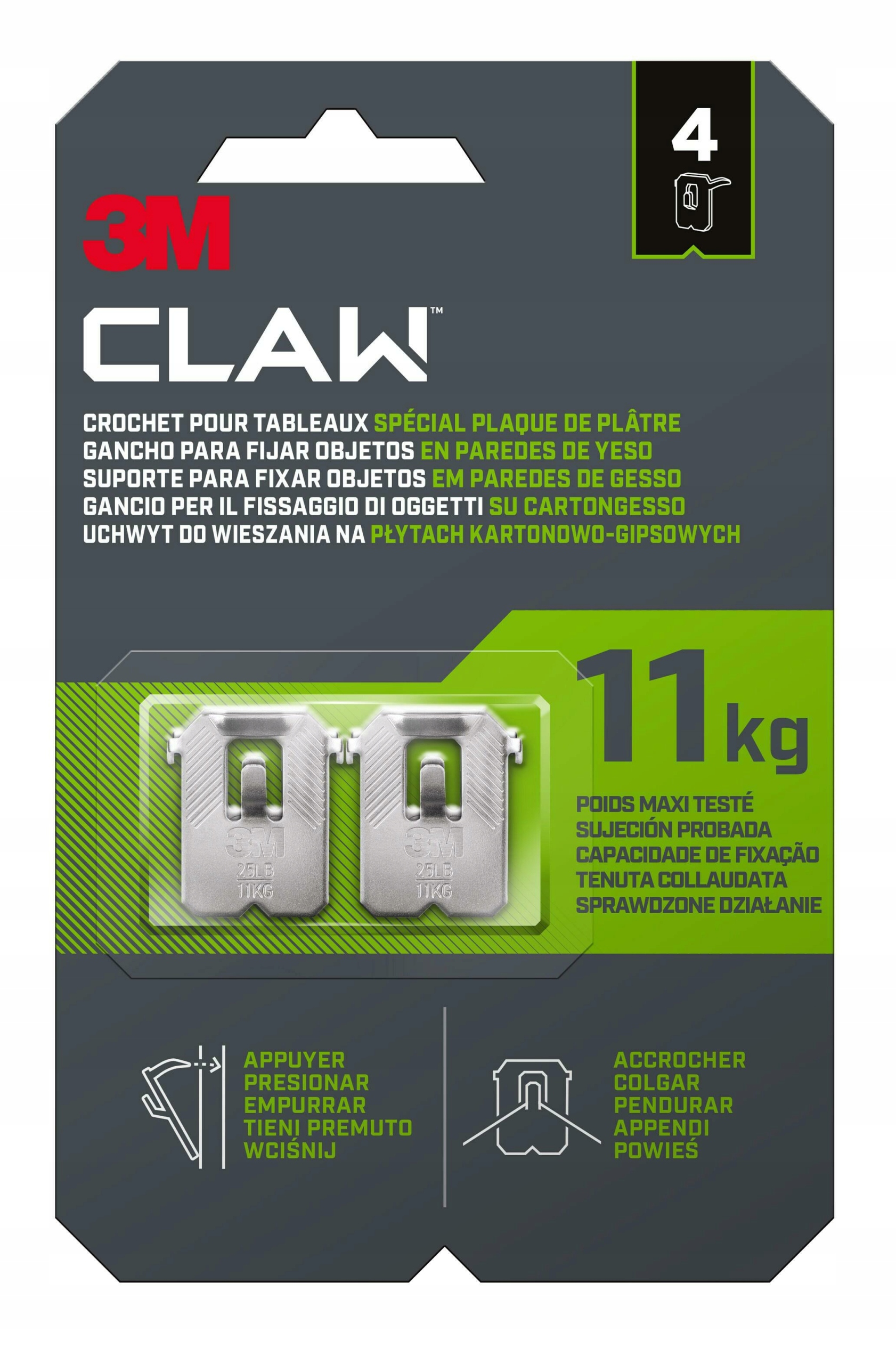 

3M Claw Uchwyt do wiesznia na K-g 11kg 4szt