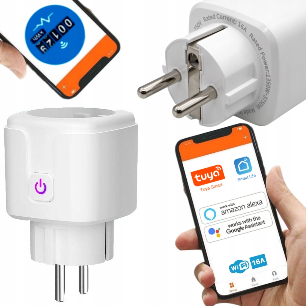 

Inteligentne gniazdo Alexa WiFi 16A Monitor energi