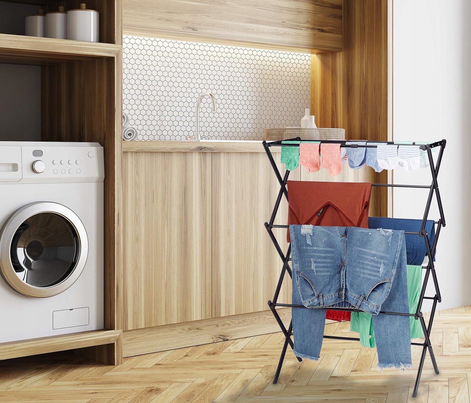 Levně Sušák Na Prádlo Vertikální Hestia Stojící Skládací Věž Na Prádlo