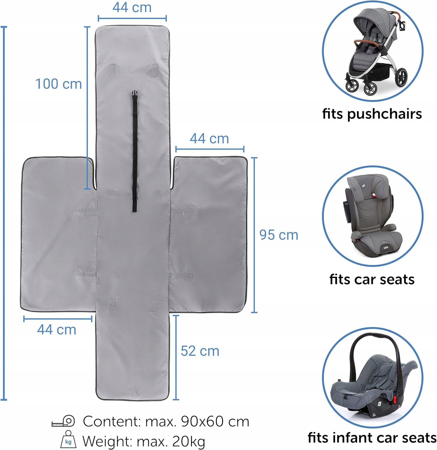 ELEGANCKA TORBA DO WÓZKA DO PODRÓŻY POKROWIEC NA WÓZEK DZIECIĘCY Wysokość 90 cm