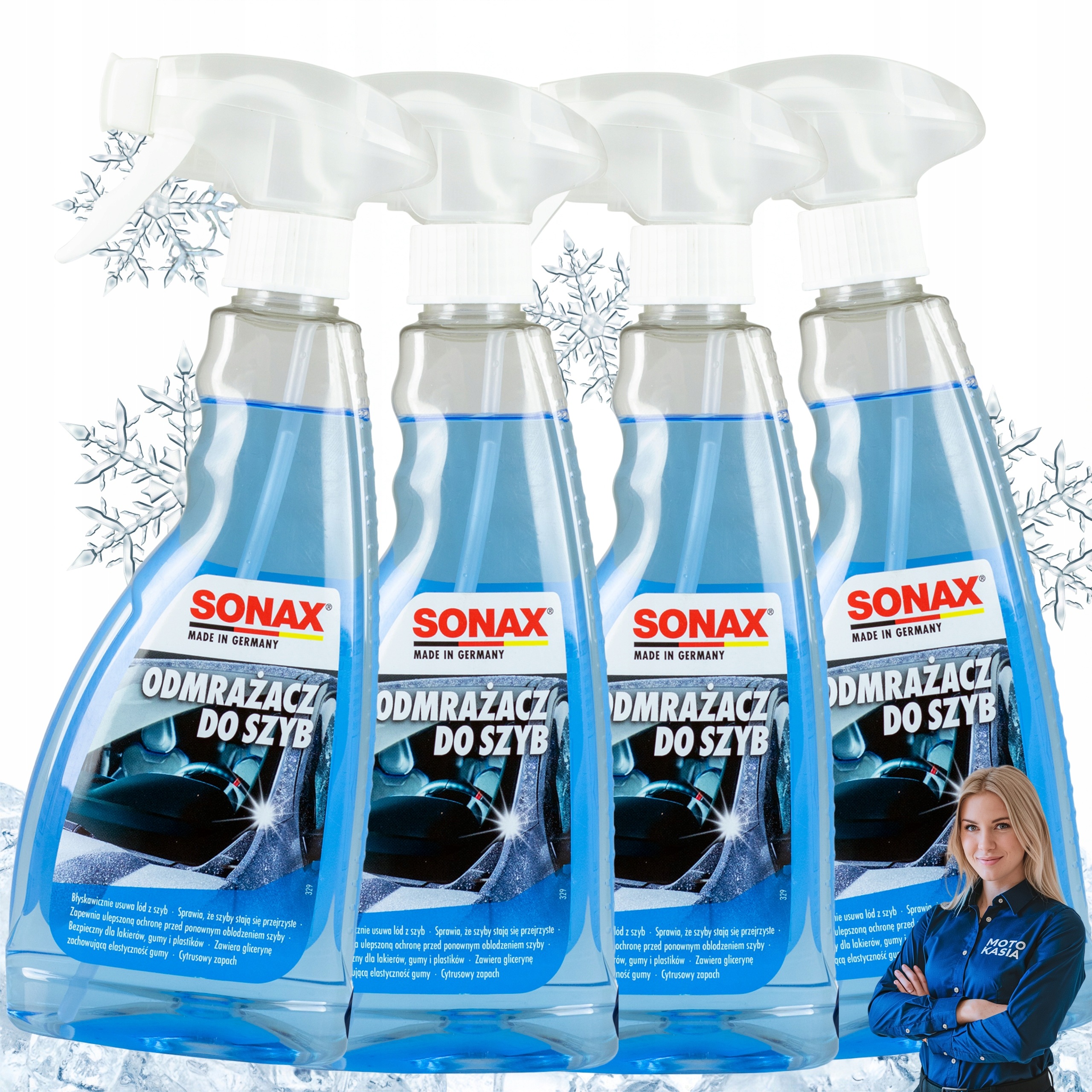 4x Odmrażacz Do Szyb i Lusterek Sonax 500 ml Usuwa Lód i Chroni Przed Lodem