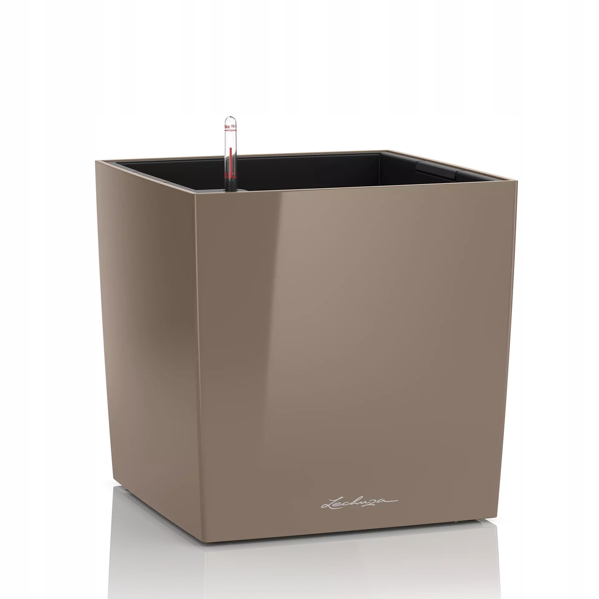 Doniczka Lechuza Cube Premium 30 samonawadniająca Taupe Połysk