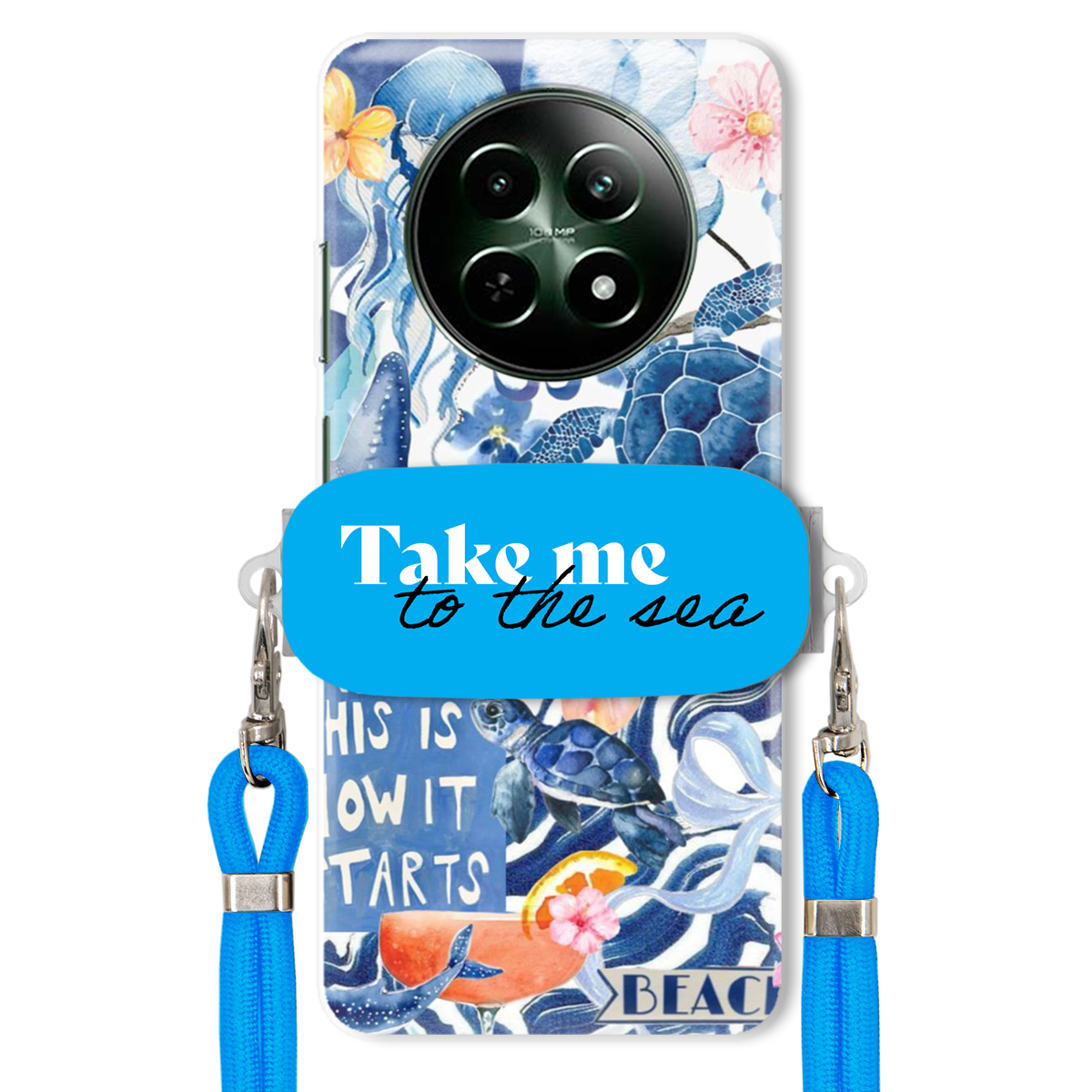 Puzdro pre Realme 12 5G Premium Vodítko Modrá Držiak Take Me To The Sea
