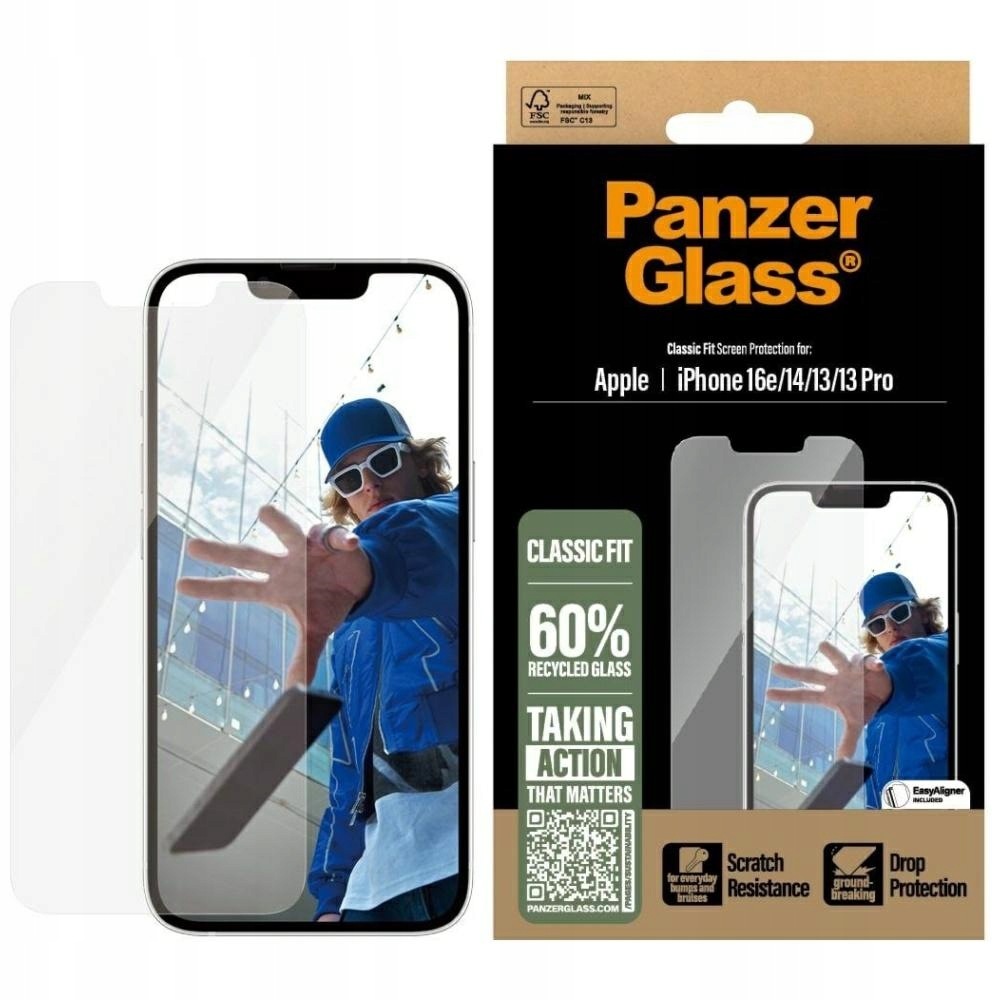 Szkło hartowane PanzerGlass Classic Fit do iPhone 17e/16e/14/13/13 Pro