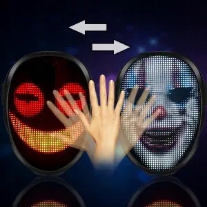 LED MASKA NA CAŁĄ TWARZ EKRAN STEROWANY Z TELEFONU halloween party Rodzaj na twarz