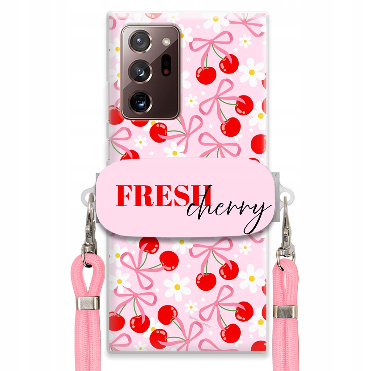 Puzdro pre Samsung Note 20 Ultra Case Držiak šnúrok Ružový Fresh Cherry Kokardy