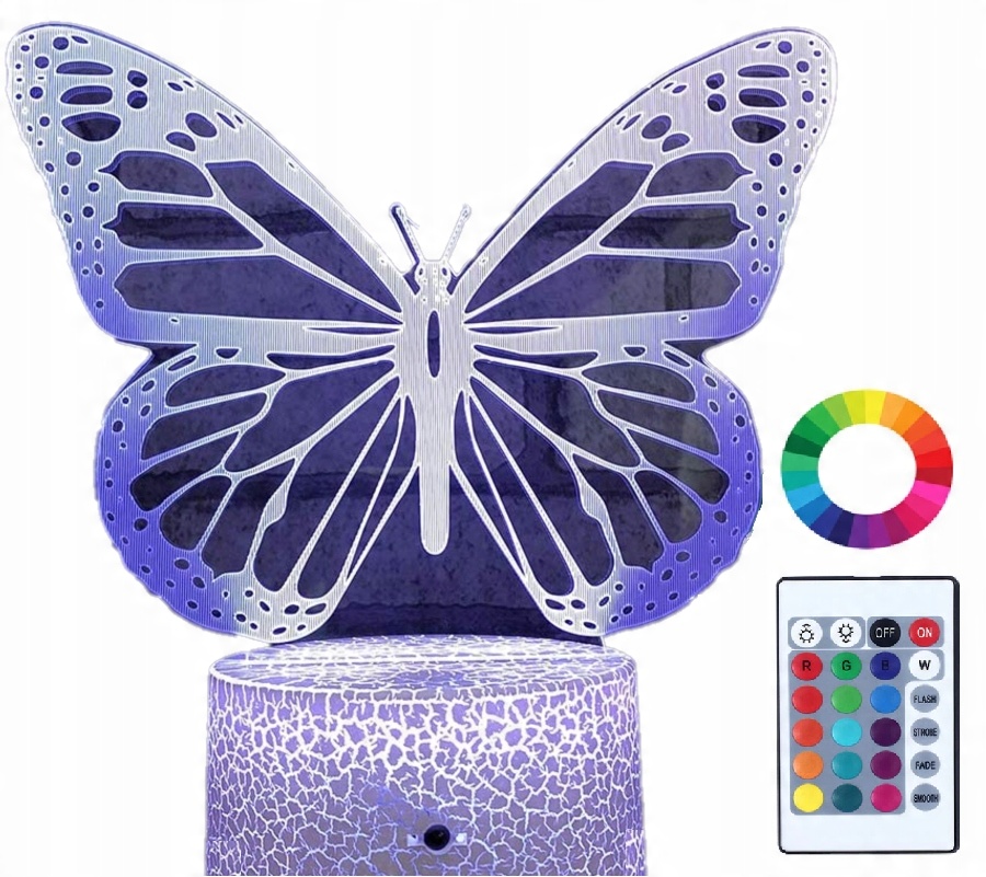 

Lampka Nocna Duży Motyl Led Imię Grawer