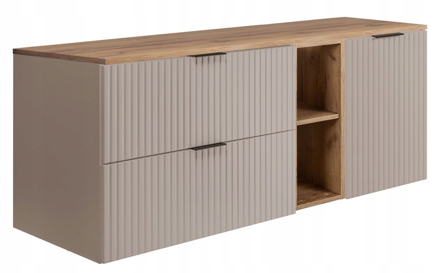 Závěsná koupelnová skříňka pod umyvadlo Kašmír Dub 120 Ryfle Mdf Blat