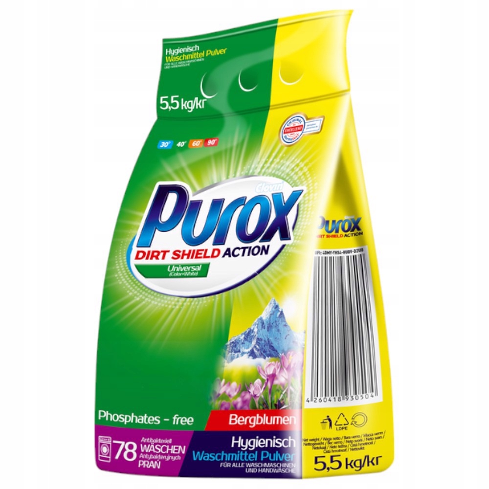 Levně Prášek na praní Purox univerzální 5,5 kg, sáček Clovin
